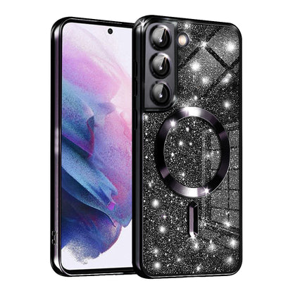Custodia MagSafe per Samsung Galaxy S22 5G S901, Techsuit, Luxury Glitter, Nera