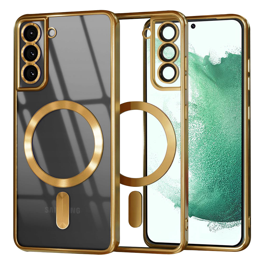 Custodia MagSafe per Samsung Galaxy S22+ 5G S906, Techsuit, Luxury Crystal, Oro