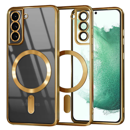 Custodia MagSafe per Samsung Galaxy S22+ 5G S906, Techsuit, Luxury Crystal, Oro