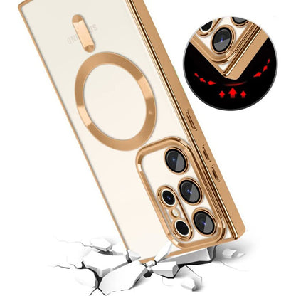 Custodia MagSafe per Samsung Galaxy S22 Ultra 5G S908, Techsuit, Luxury Crystal, Dorata