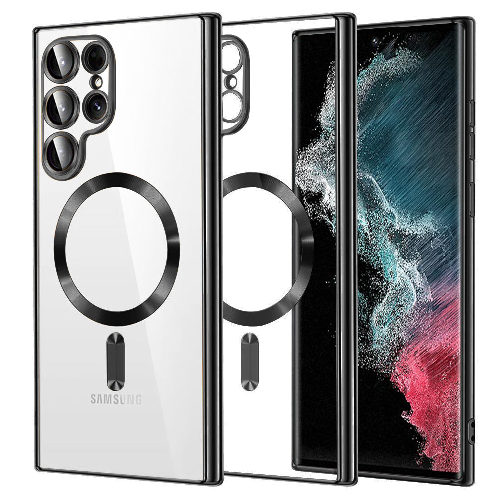 Custodia MagSafe per Samsung Galaxy S22 Ultra 5G S908, Techsuit, Luxury Crystal, Nera