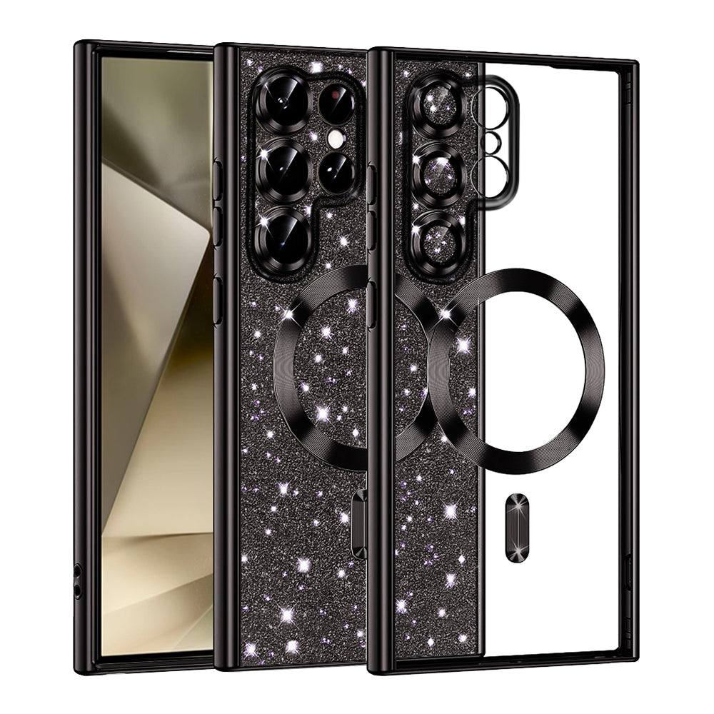 Custodia MagSafe per Samsung Galaxy S22 Ultra 5G S908, Techsuit, Luxury Glitter, Nera