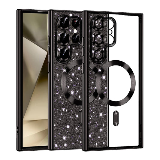 Custodia MagSafe per Samsung Galaxy S22 Ultra 5G S908, Techsuit, Luxury Glitter, Nera