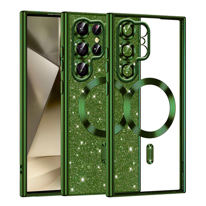 MagSafe Case for Samsung Galaxy S22 Ultra 5G S908, Techsuit, Luxury Glitter, Dark Green