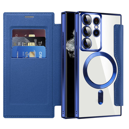 MagSafe Case for Samsung Galaxy S22 Ultra 5G S908, Techsuit, SmartMag Book, Blue