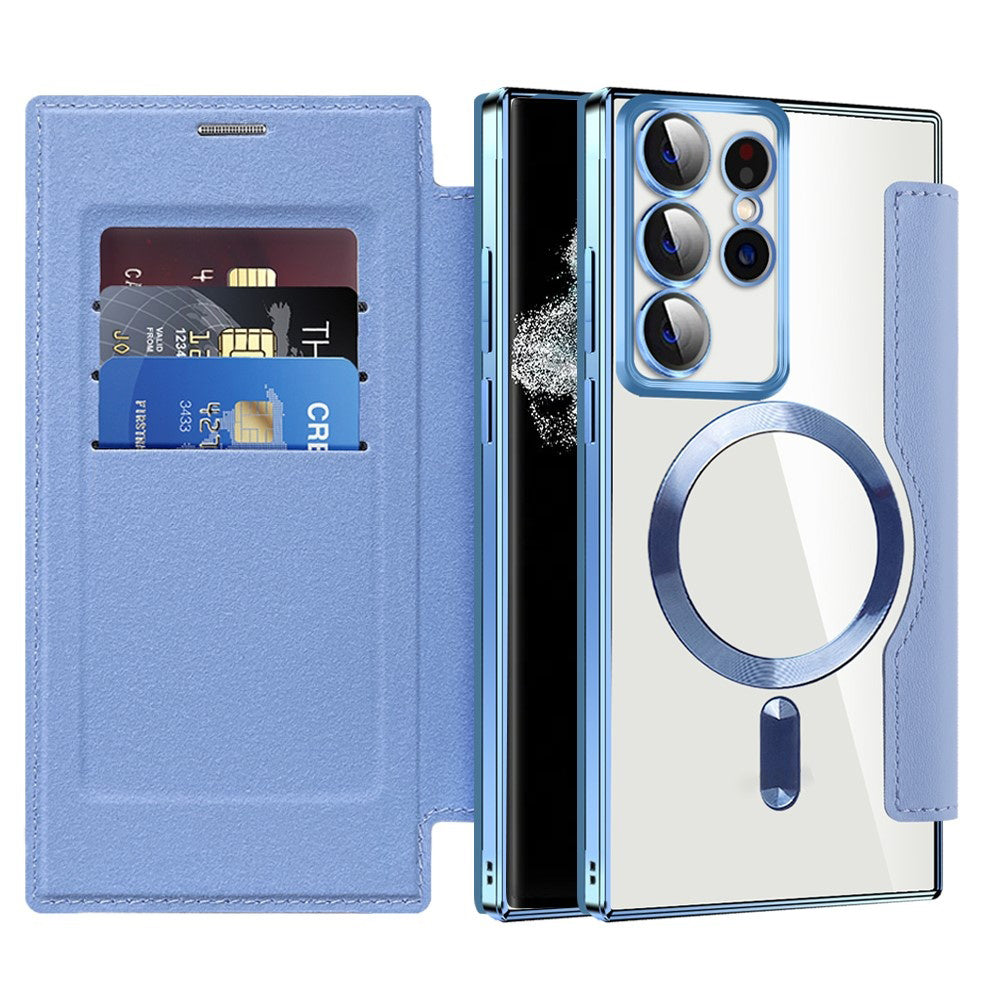 Custodia MagSafe per Samsung Galaxy S22 Ultra 5G S908, Techsuit, SmartMag Book, Blu