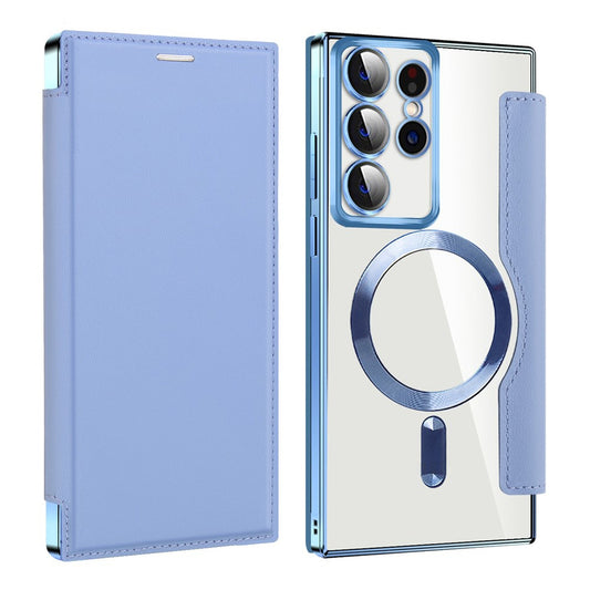 Custodia MagSafe per Samsung Galaxy S22 Ultra 5G S908, Techsuit, SmartMag Book, Blu