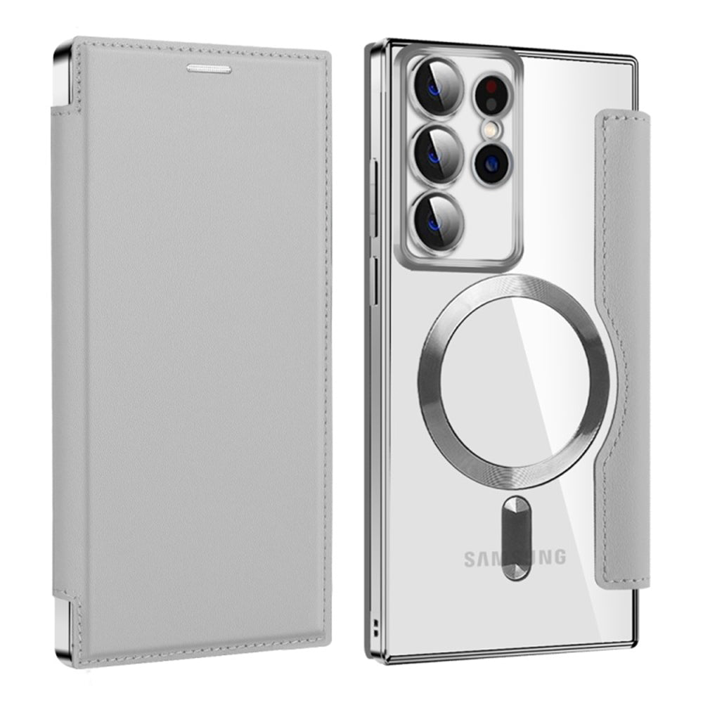 Custodia MagSafe per Samsung Galaxy S22 Ultra 5G S908, Techsuit, SmartMag Book, Grigio