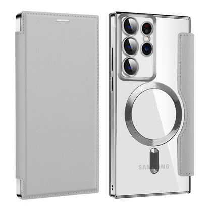 Custodia MagSafe per Samsung Galaxy S22 Ultra 5G S908, Techsuit, SmartMag Book, Grigio