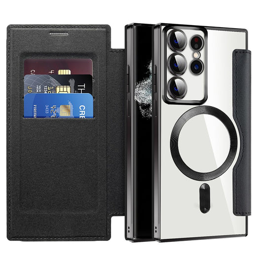 Custodia MagSafe per Samsung Galaxy S22 Ultra 5G S908, Techsuit, SmartMag Book, Nera