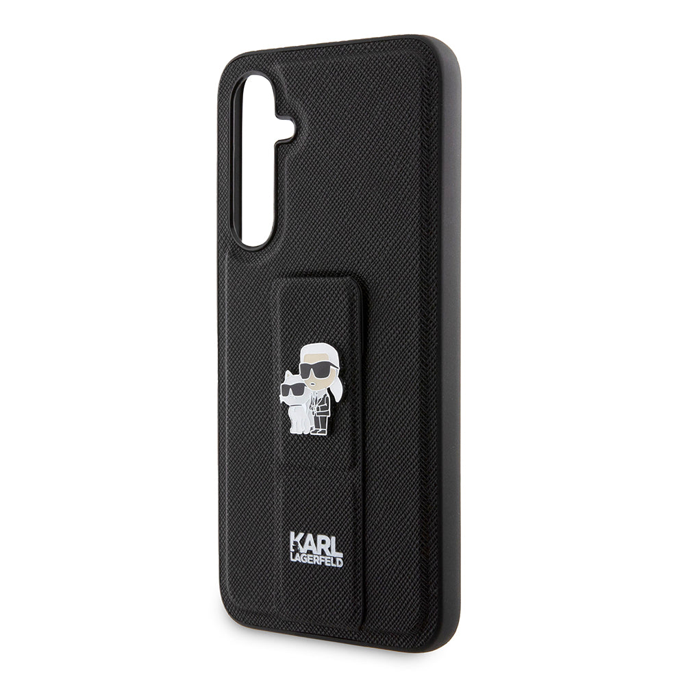 Custodia MagSafe per Samsung Galaxy S23 FE S711, Karl Lagerfeld, Saffiano Gripstand Karl & Choupette, Blu