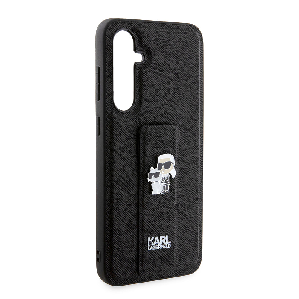 Custodia MagSafe per Samsung Galaxy S23 FE S711, Karl Lagerfeld, Saffiano Gripstand Karl & Choupette, Blu