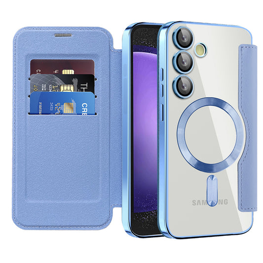 Custodia MagSafe per Samsung Galaxy S23 FE S711, Techsuit, SmartMag Book, Blu