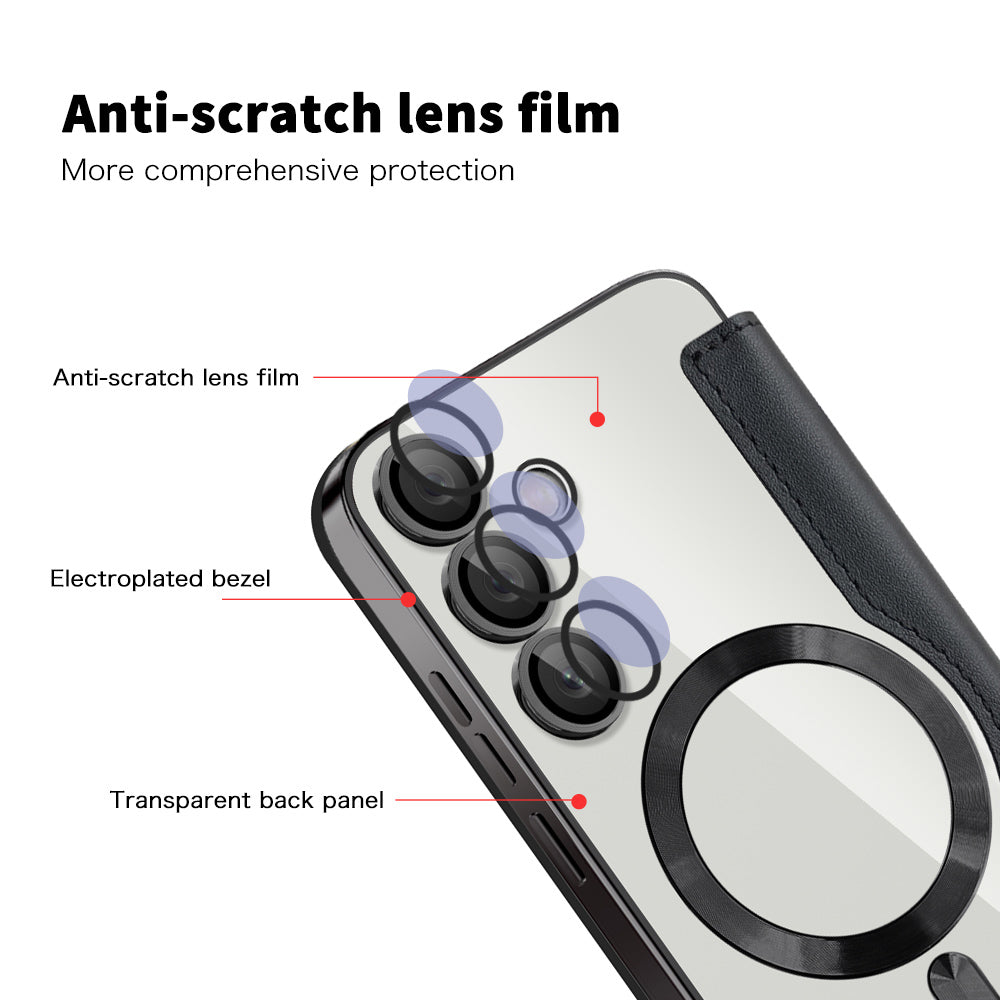 Custodia MagSafe per Samsung Galaxy S23 FE S711, Techsuit, SmartMag Book, Nera