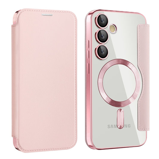 Custodia MagSafe per Samsung Galaxy S23 FE S711, Techsuit, SmartMag Book, Rosa