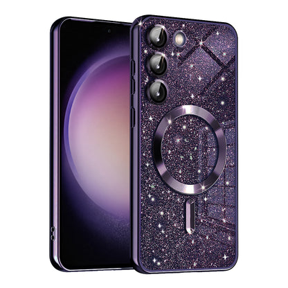 Custodia MagSafe per Samsung Galaxy S23+ S916, Techsuit, Luxury Glitter, Viola Scuro