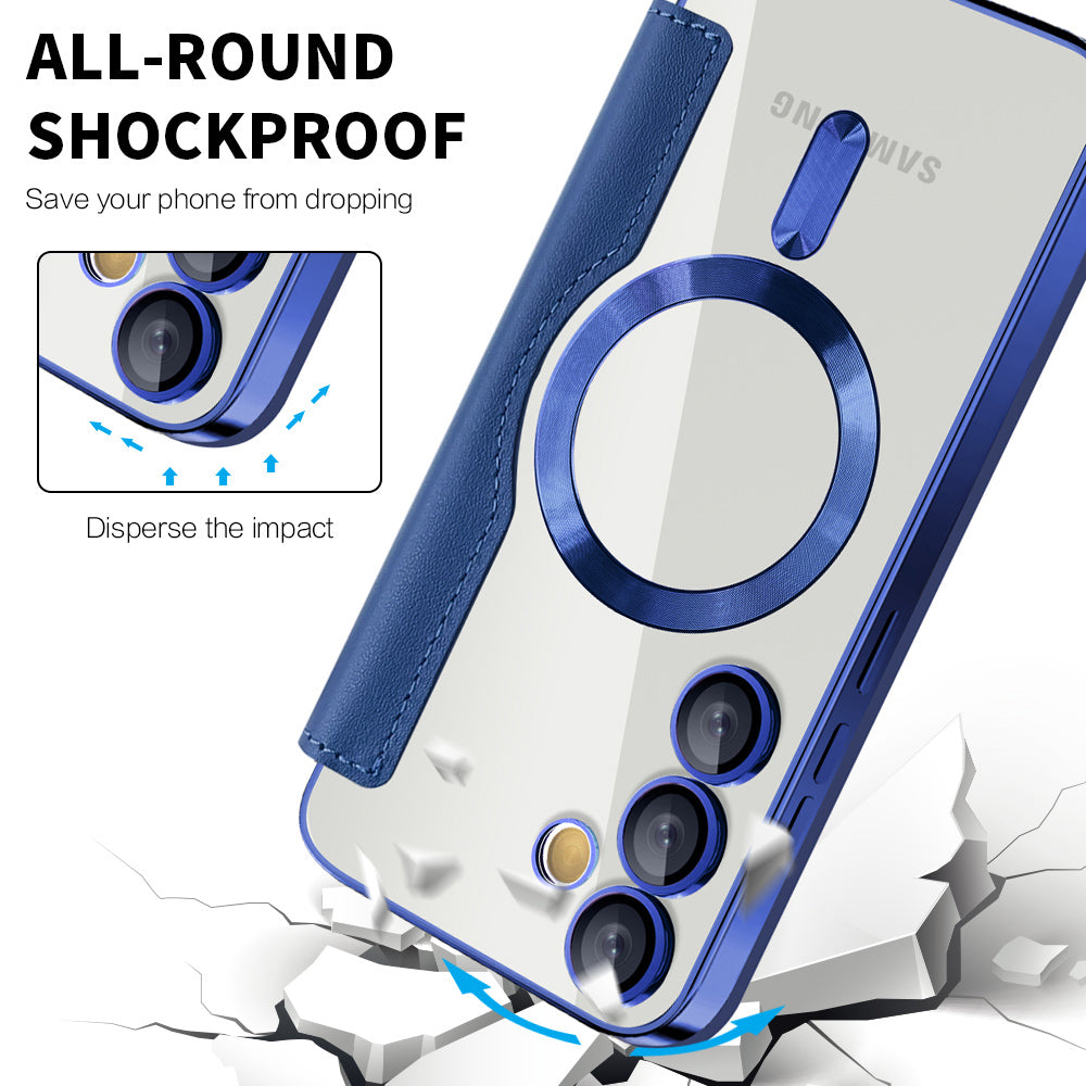 Custodia MagSafe per Samsung Galaxy S23+ S916, Techsuit, SmartMag Book, Blu