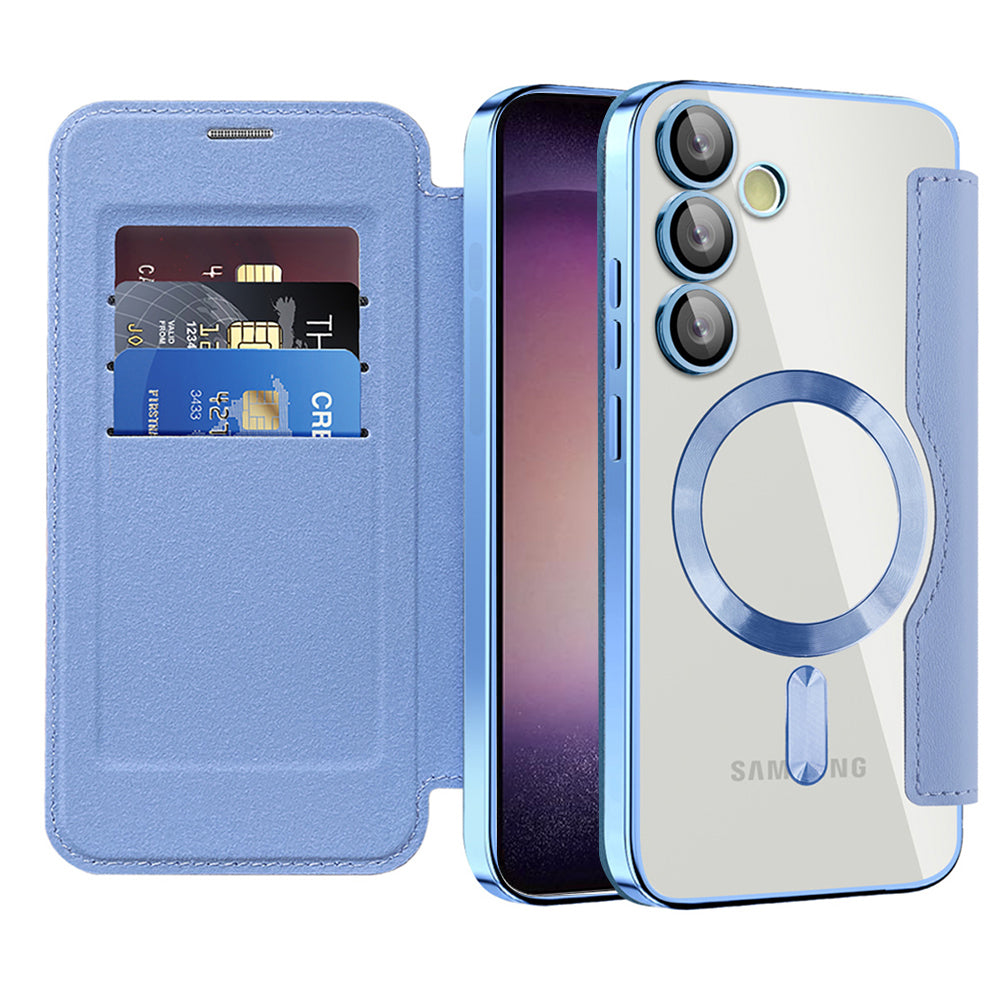 Custodia MagSafe per Samsung Galaxy S23+ S916, Techsuit, SmartMag Book, Blu