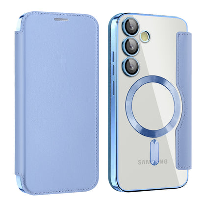 Custodia MagSafe per Samsung Galaxy S23+ S916, Techsuit, SmartMag Book, Blu
