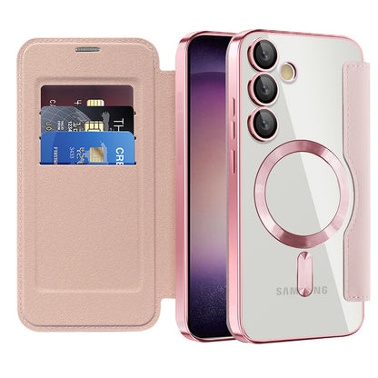 Custodia MagSafe per Samsung Galaxy S23+ S916, Techsuit, SmartMag Book, Rosa