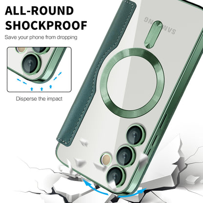 Custodia MagSafe per Samsung Galaxy S23+ S916, Techsuit, SmartMag Book, Verde
