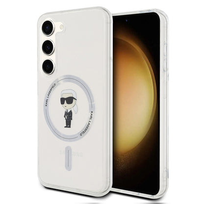 Custodia MagSafe per Samsung Galaxy S23 S911, Karl Lagerfeld, IML Ikonik Karl, Trasparente