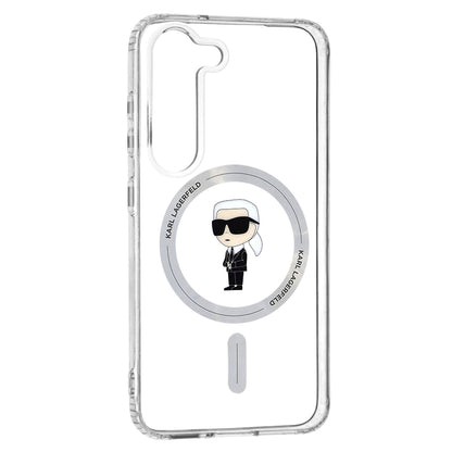 Custodia MagSafe per Samsung Galaxy S23 S911, Karl Lagerfeld, IML Ikonik Karl, Trasparente