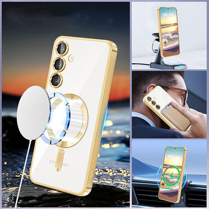 Custodia MagSafe per Samsung Galaxy S23 S911, Techsuit, Luxury Crystal, Blu Scuro