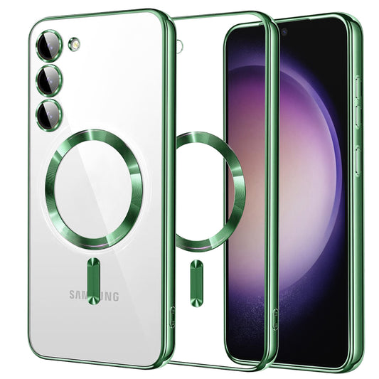 Custodia MagSafe per Samsung Galaxy S23 S911, Techsuit, Luxury Crystal, Verde Chiaro