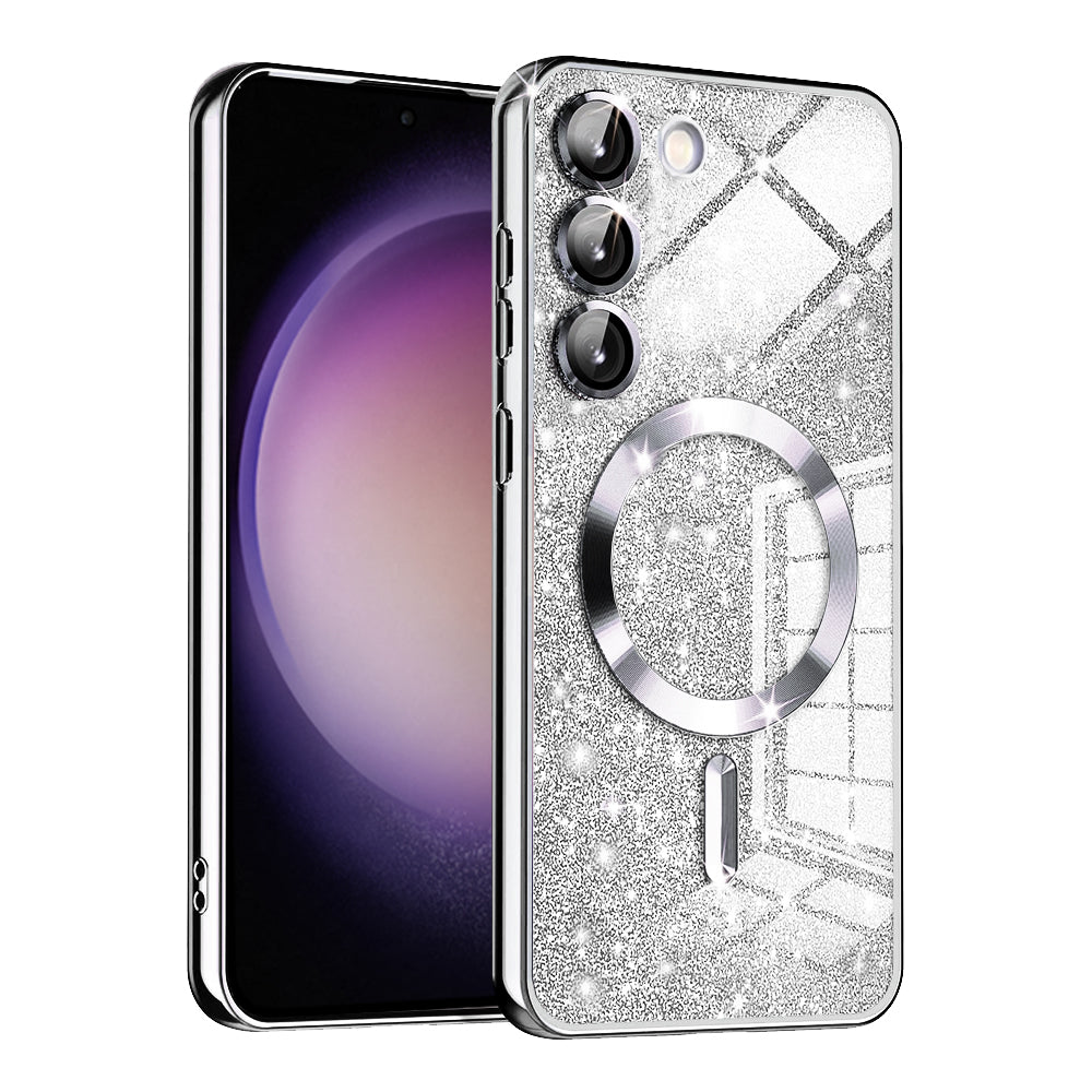 MagSafe Case for Samsung Galaxy S23 S911, Techsuit, Luxury Glitter, Silver