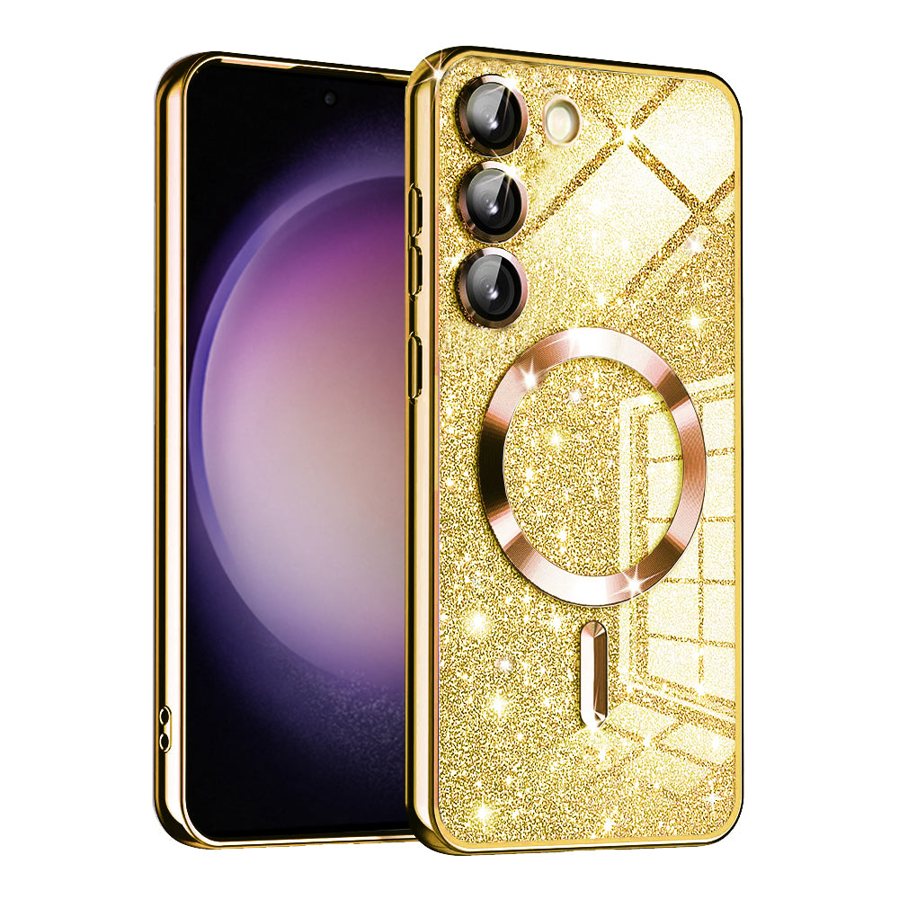 Custodia MagSafe per Samsung Galaxy S23 S911, Techsuit, Luxury Glitter, Dorata