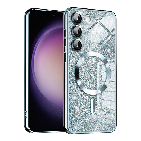 Custodia MagSafe per Samsung Galaxy S23 S911, Techsuit, Luxury Glitter, Blu