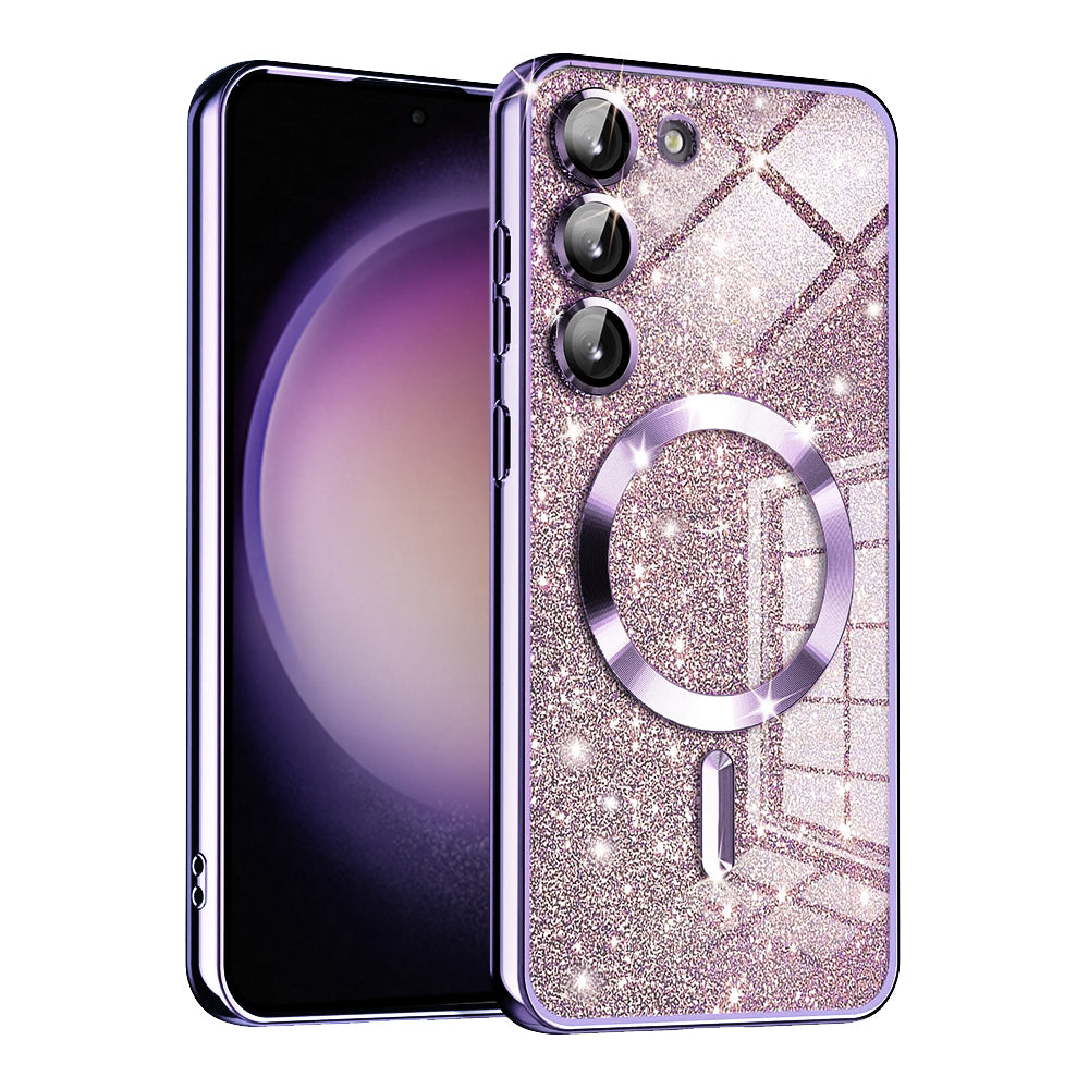 Custodia MagSafe per Samsung Galaxy S23 S911, Techsuit, Luxury Glitter, Viola Chiaro
