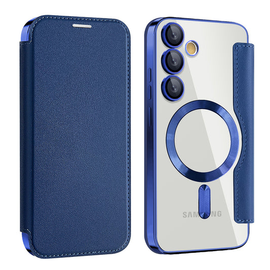 Custodia MagSafe per Samsung Galaxy S23 S911, Techsuit, SmartMag Book, Blu
