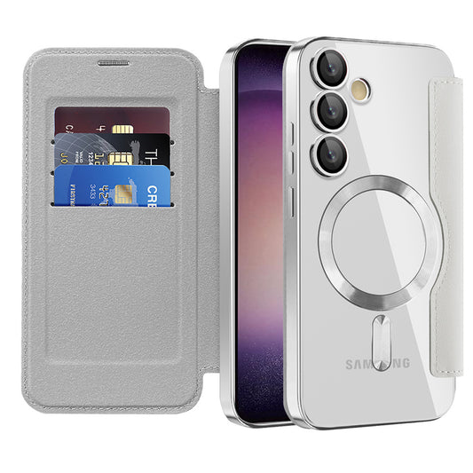 Custodia MagSafe per Samsung Galaxy S23 S911, Techsuit, SmartMag Book, Grigio