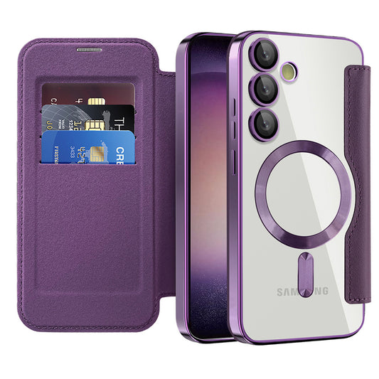 Custodia MagSafe per Samsung Galaxy S23 S911, Techsuit, SmartMag Book, Viola
