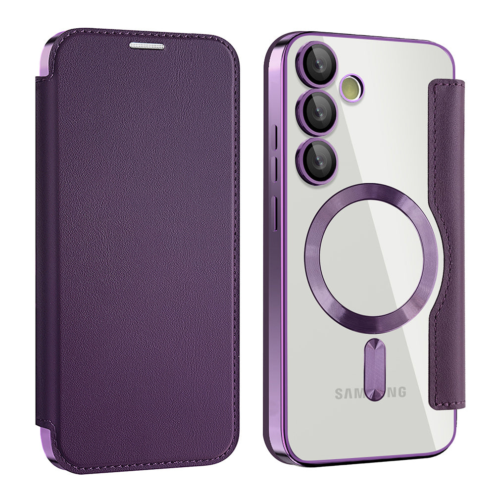 Custodia MagSafe per Samsung Galaxy S23 S911, Techsuit, SmartMag Book, Viola