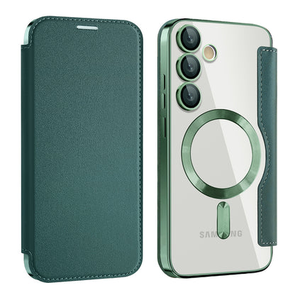 Custodia MagSafe per Samsung Galaxy S23 S911, Techsuit, SmartMag Book, Verde