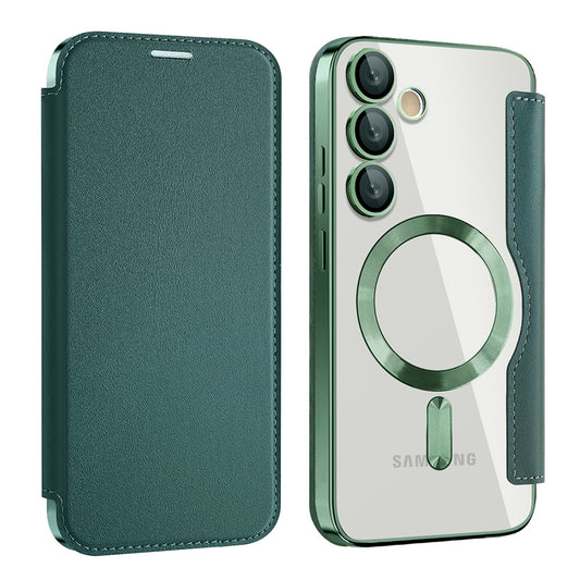 Custodia MagSafe per Samsung Galaxy S23 S911, Techsuit, SmartMag Book, Verde