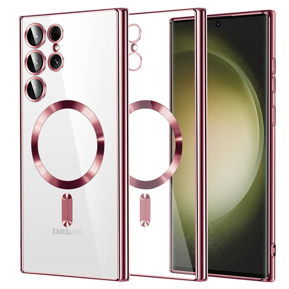 Custodia MagSafe per Samsung Galaxy S23 Ultra S918, Techsuit, Luxury Crystal, Rosa