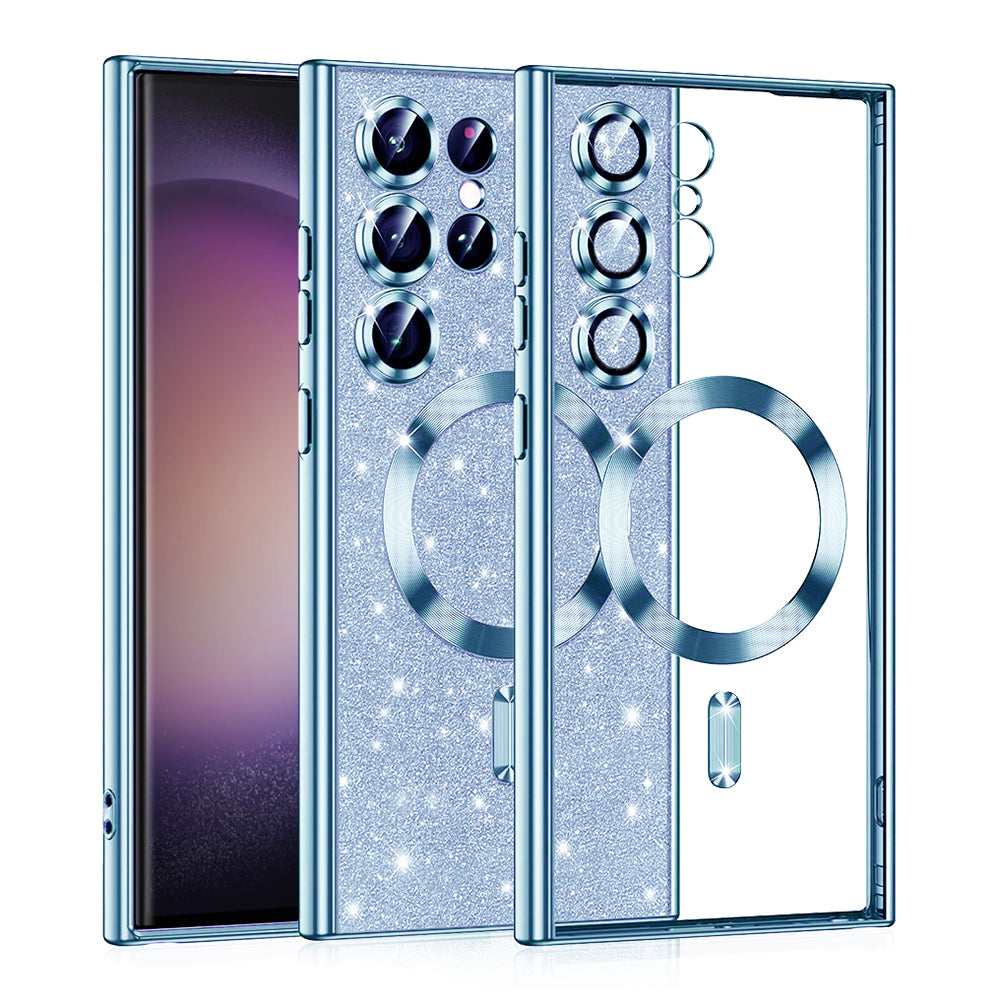 Custodia MagSafe per Samsung Galaxy S23 Ultra S918, Techsuit, Luxury Glitter, Blu