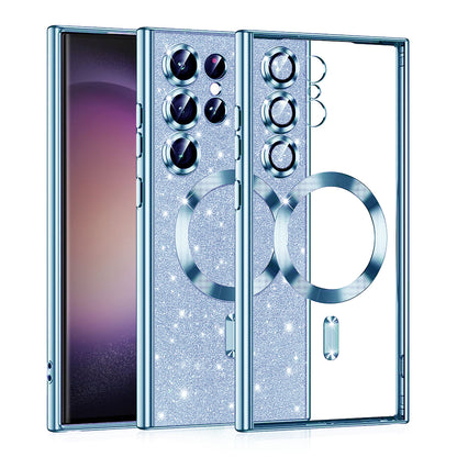 Custodia MagSafe per Samsung Galaxy S23 Ultra S918, Techsuit, Luxury Glitter, Blu