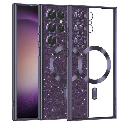 Custodia MagSafe per Samsung Galaxy S23 Ultra S918, Techsuit, Luxury Glitter, Viola Scuro