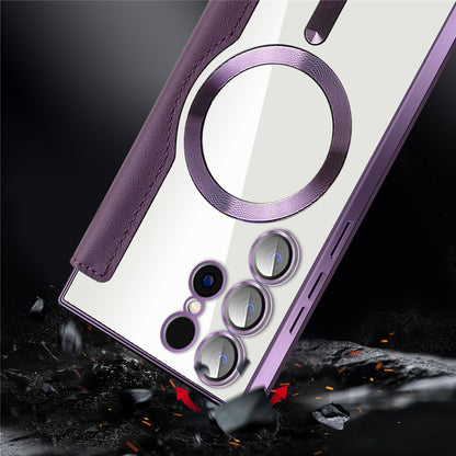 Custodia MagSafe per Samsung Galaxy S23 Ultra S918, Techsuit, SmartMag Book, Marrone