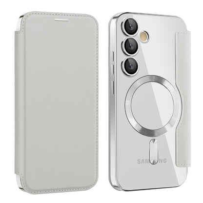 Custodia MagSafe per Samsung Galaxy S24 FE S721, Techsuit, SmartMag Book, Grigio