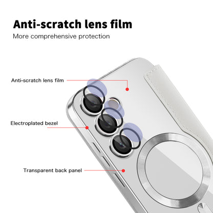 Custodia MagSafe per Samsung Galaxy S24 FE S721, Techsuit, SmartMag Book, Grigio