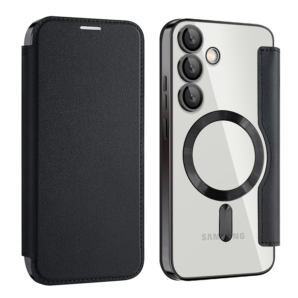 Custodia MagSafe per Samsung Galaxy S24 FE S721, Techsuit, SmartMag Book, Nera