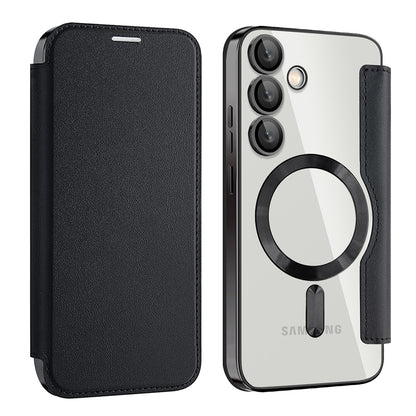 Custodia MagSafe per Samsung Galaxy S24 FE S721, Techsuit, SmartMag Book, Nera
