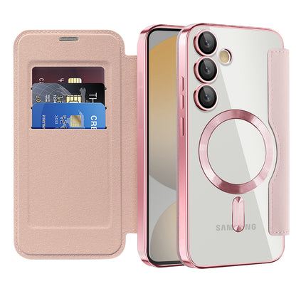 Custodia MagSafe per Samsung Galaxy S24 FE S721, Techsuit, SmartMag Book, Rosa