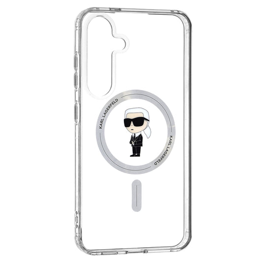 Custodia MagSafe per Samsung Galaxy S24+ S926, Karl Lagerfeld, IML Ikonik Karl, Trasparente